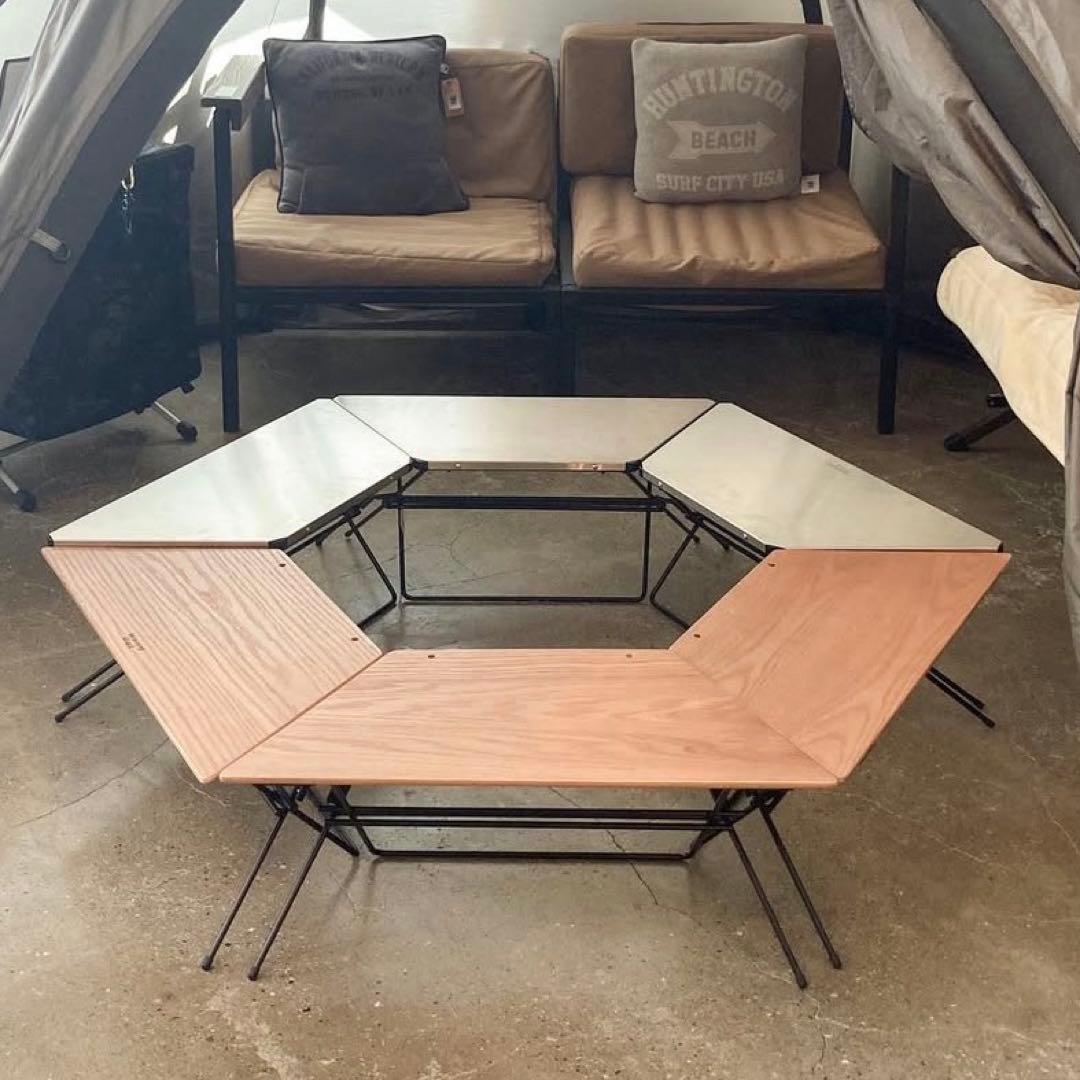 Hang Out アーチテーブル　ウッド&ステンレストップ　6枚